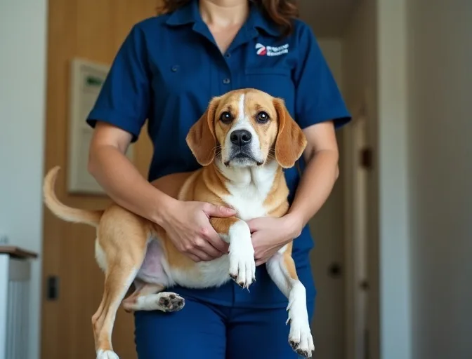 Technician respectfully transporting a deceased dog in Sunshine West